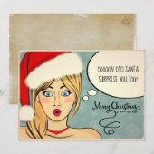 Retro Blonde in Santa Hat Humor ID558 Feestdagenkaart (Voorkant / Achterkant)