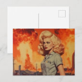 Retro blonde vrouw in een post-apocalyptische were briefkaart (Voorkant / Achterkant)