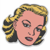 Retro blonde vrouw sticker (Voorkant)