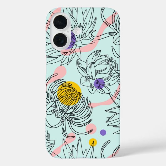 Retro Bloom Bold Botanical Line Art Case-Mate iPhone Case (Achterkant)