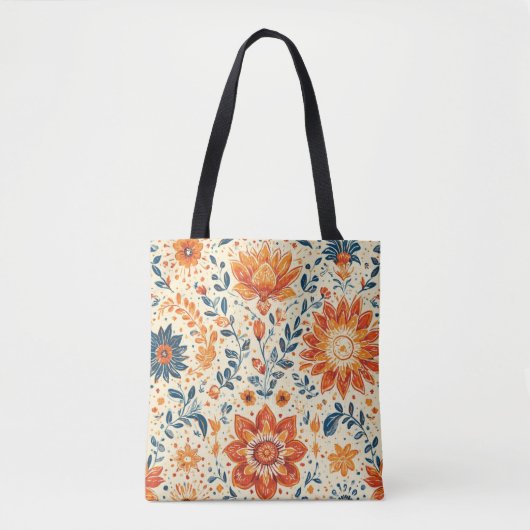 Retro Bloom Burst - Canvas tas (Voorkant)