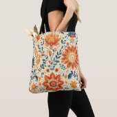 Retro Bloom Burst - Canvas tas (Dichtbij)