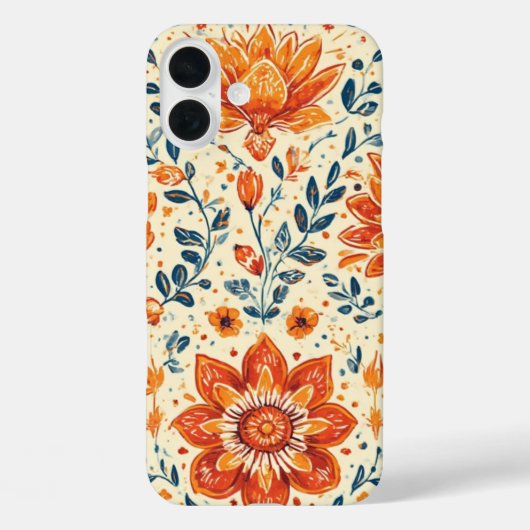 Retro Bloom Burst - IPhone 16 Hoesje (Achterkant)