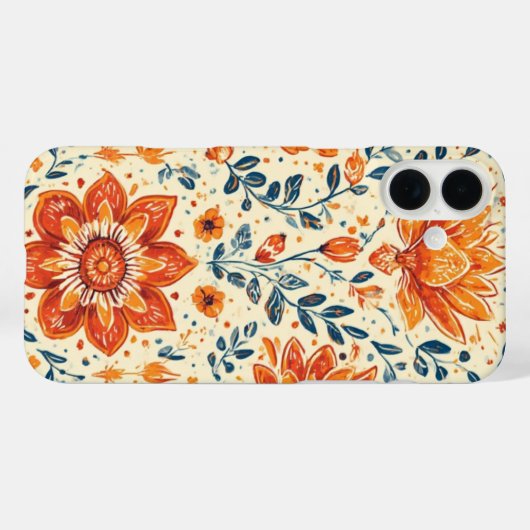 Retro Bloom Burst - IPhone 16 Hoesje (Achterkant (horizontaal))