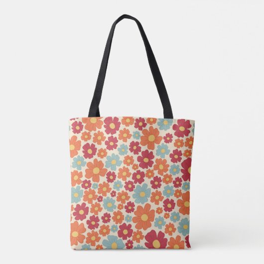Retro Bloom Canvas tas (Achterkant)