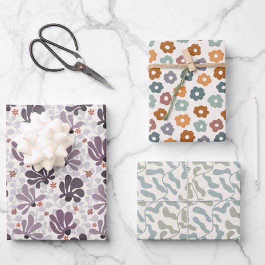 Retro Bloom Delight Inpakpapier Vel (Voorkant)