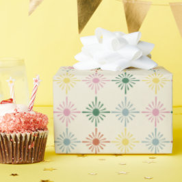 Retro Bloom Geometric Floral Print gepattereerd Cadeaupapier