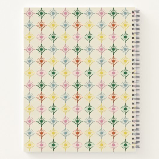Retro Bloom Geometric Floral Print Specialized Notitieboek (Achterkant)