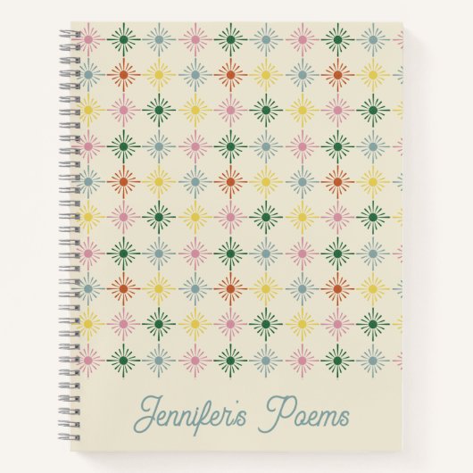 Retro Bloom Geometric Floral Print Specialized Notitieboek (Voorkant)