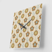 Retro Bloom Harmony Baby Blue Mustard Vierkante Klok (Hoek)