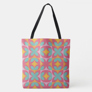 Retro Bloom Mozaïek Tote Bag