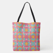 Retro Bloom Mozaïek Tote Bag (Achterkant)