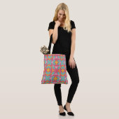 Retro Bloom Mozaïek Tote Bag (Op model)