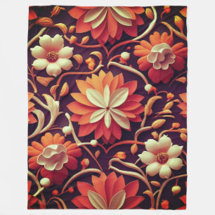 "Retro Bloom - Naadloos Bloemenpatroon Fleece Deken
