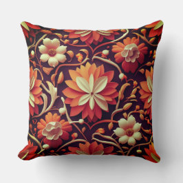 "Retro Bloom - Naadloos Bloemenpatroon Kussen