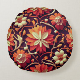 "Retro Bloom - Naadloos Bloemenpatroon Rond Kussen