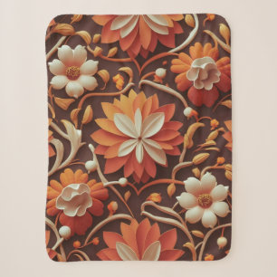 "Retro Bloom - Naadloos Bloemenpatroon Sherpa Deken