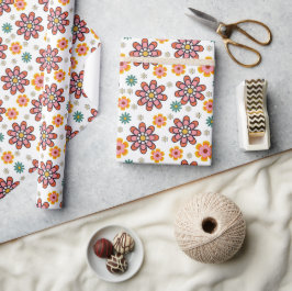 Retro Bloom Pop Inpakpapier
