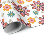 Retro Bloom Pop Inpakpapier (Rol Hoek)