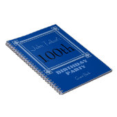 Retro Blue 100th Birthday Party Guest Book Notitieboek (Rechterzijde)
