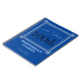 Retro Blue 100th Birthday Party Guest Book Notitieboek (Linkerzijde)