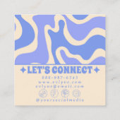 Retro Blue 70s Boho Groovy Unique Trendy Unique Vierkante Visitekaartje (Achterkant)