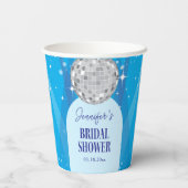 Retro Blue 70s Disco Dancing Queen Bridal Shower Papieren Bekers (Achterkant)