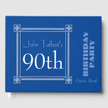 Retro Blue 90th Birthday Party Guest Book Gastenboek<br><div class="desc">en retro stijl voor dit aanpasbare 90e verjaardagsfeest gastenboek in blauw met een halfdoorzichtig lijst. U kunt de kleur, achtergrond en tekst (lettertype, kleur, grootte en positie) eenvoudig wijzigen door op de knop Aanpassen te klikken. Verkrijgbaar in multomap en spiraal notitieboek. Bijpassende Verjaardag save the date (briefkaart), verjaardagspapier bord en...</div>