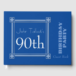 Retro Blue 90th Birthday Party Guest Book Gastenboek