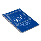 Retro Blue 90th Birthday Party Guest Book Notitieboek (Rechterzijde)