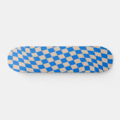 Retro Blue Abstract Checkerboard Wavy Shapes Persoonlijk Skateboard (Horizontaal)
