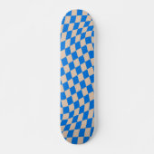 Retro Blue Abstract Checkerboard Wavy Shapes Persoonlijk Skateboard (Voorkant)