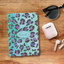 Retro Blue and Purple Leopard Print