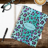 Retro Blue and Purple Leopard Print Planner
