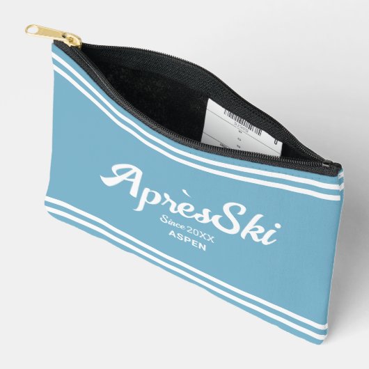 Retro Blue Apres Ski Custom Ski Resort & Jaar Etui (Open)