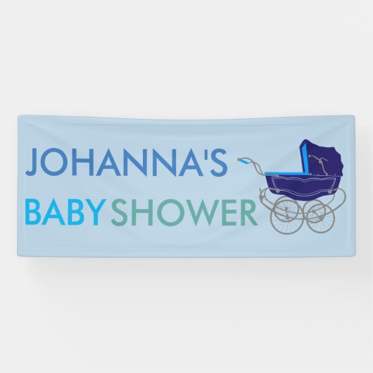 RETRO BLUE BABY PRAM (BABY SHOWER) SPANDOEK (Horizontaal)
