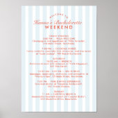 Retro  Blue Bachelorette Weekendprogramma Poster (Voorkant)