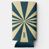 Retro Blue &Beige Stripes  Script Minimalist Name Seltzer Blikjeskoeler (Achterkant)