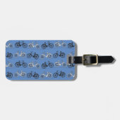Retro Blue Bicycle Patroon Bagagelabel (Voorkant horizontaal)
