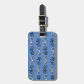 Retro Blue Bicycle Patroon Bagagelabel (Voorkant verticaal)