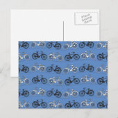 Retro Blue Bicycle Patroon Briefkaart (Voorkant / Achterkant)