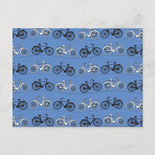 Retro Blue Bicycle Patroon Briefkaart (Voorkant)