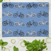 Retro Blue Bicycle Patroon Theedoek (Gevouwen)