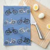 Retro Blue Bicycle Patroon Theedoek (Quarter Fold)