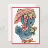  Retro Blue Bird Paastijd Hallo Feestdagenkaart (Voorkant / Achterkant)