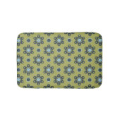 Retro Blue & Black Daisies op Green Floral Pattern Badmat (Voorkant)