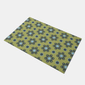 Retro Blue & Black Daisies op Green Floral Pattern Deurmat (Schuin)