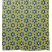 Retro Blue & Black Daisies op Green Floral Pattern Douchegordijn (Voorkant)