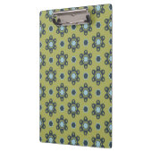 Retro Blue & Black Daisies op Green Floral Pattern Klembord (Links)