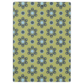 Retro Blue & Black Daisies op Green Floral Pattern Klembord (Achterkant)
